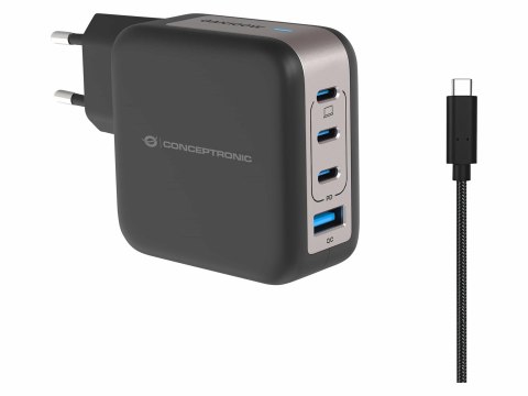CONCEPTRONIC Ładowarka 4Port GaN 3xUSB-C/1xA 100WPD3.0/PPS sw
