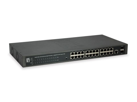 Przełącznik LevelOne WebSmart/GB PoE+ 26-portowy 19" 370W 1Gbps