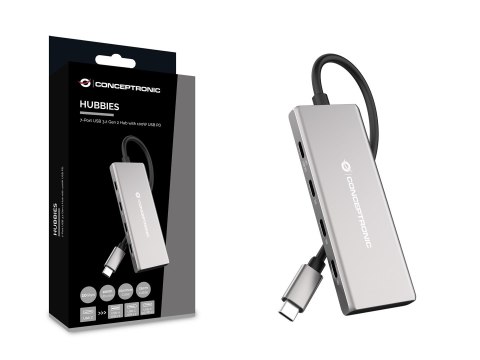 Conceptronic HUBBIES17G huby i koncentratory USB 3.2 Gen 2 (3.1 Gen 2) Type-C 10000 Mbit/s Szary