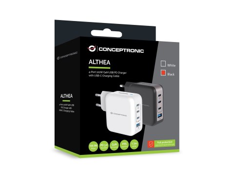 CONCEPTRONIC Ładowarka 4Port GaN 3xUSB-C/1xA 100WPD3.0/PPS sw