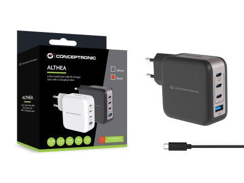 CONCEPTRONIC Ładowarka 4Port GaN 3xUSB-C/1xA 100WPD3.0/PPS sw