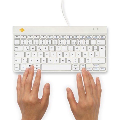 R-Go Tools Ergonomiczna R-Go Compact Break klawiatura, z oprogramowaniem do robienia przerw, QWERTZ (DE), przewodowa, biała