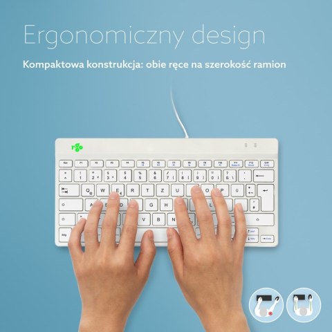 R-Go Tools Ergonomiczna R-Go Compact Break klawiatura, z oprogramowaniem do robienia przerw, QWERTZ (DE), przewodowa, biała