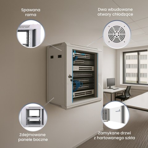 EXTRALINK SZAFA RACK WISZĄCA 9U 600X450 SZARA