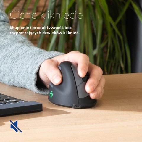 Ergonomiczna mysz R-Go Pele HE lewa Bluetooth sidabrina