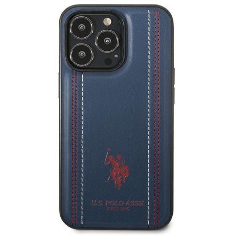 US Polo USHCP14LPFAV iPhone 14 Pro 6,1" granatowy/navy blue Leather Stitch