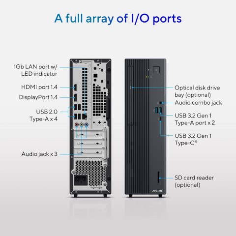 ASUS ExpertCenter P500 SFF Core 5 210H 16GB DDR5 SSD512 Intel Graphics WLAN+BT 180W W11Pro Gray 3Y OnSite
