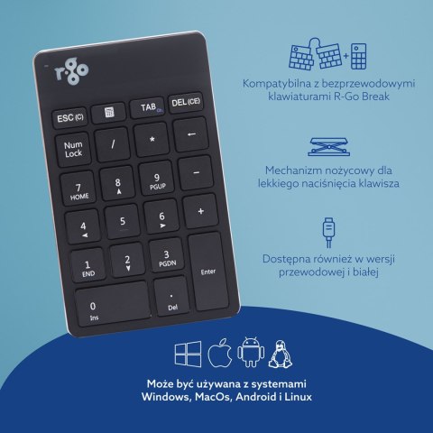 Klawiatura numeryczna R-Go Tools Numpad Break Bluetooth, czarna