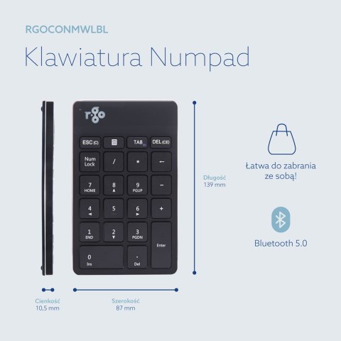 Klawiatura numeryczna R-Go Tools Numpad Break Bluetooth, czarna