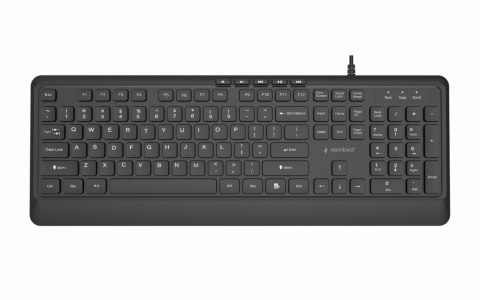GEMBIRD KLAWIATURA PRZEWODOWA MULTIMEDIALNA SLIM, USB 5 KLAWISZY HOTKEYS, US LAYOUT, CZARNA