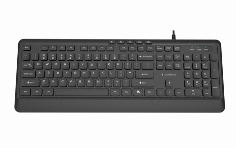 GEMBIRD KLAWIATURA PRZEWODOWA MULTIMEDIALNA SLIM, USB 5 KLAWISZY HOTKEYS, US LAYOUT, CZARNA