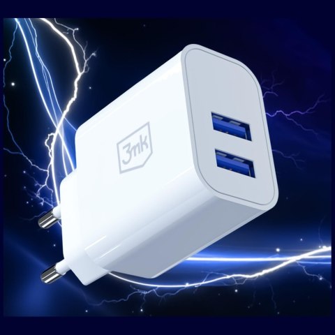 Ładowarka Sieciowa 3MK FlowPower 2xUSB-A 10W 2.4A biały