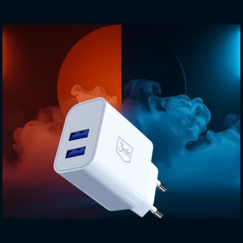 Ładowarka Sieciowa 3MK FlowPower 2xUSB-A 10W 2.4A biały