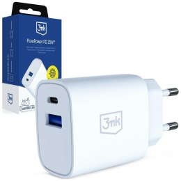 Ładowarka Sieciowa 3MK FlowPower USB-A + USB-C 25W PD QC4+ biały