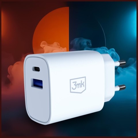 Ładowarka Sieciowa 3MK FlowPower USB-A + USB-C 30W PD 3,0 QC4+ biały