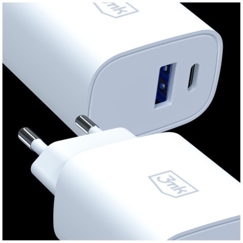 Ładowarka Sieciowa 3MK FlowPower USB-A + USB-C 30W PD 3,0 QC4+ biały