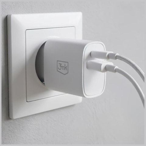 Ładowarka Sieciowa 3MK FlowPower USB-A + USB-C 30W PD 3,0 QC4+ biały