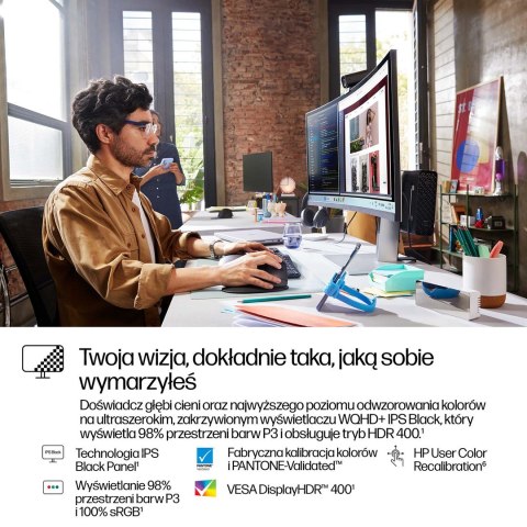 Monitor HP LED 37,5" S7 Pro 738pu (8K167AA) Curved IPS WQHD+ HDR400 RJ-45 ThunderBolt 4
