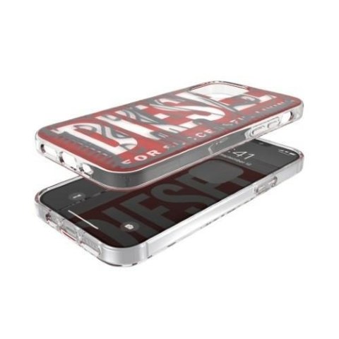 Diesel Snap Case Clear AOP iPhone 12 Pro Max czerwono-szary/red-grey 42568