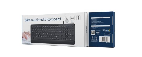 GEMBIRD PRZEWODOWA KLAWIATURA MULTIMEDIALNA SLIM 5 KLAWISZY HOTKEYS, RU LAYOUT, CZARNA