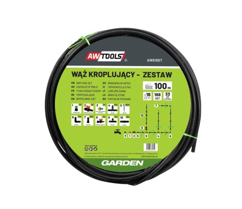 AWTOOLS WĄŻ KROPLUJĄCY ZESTAW 100m 188 ELE.