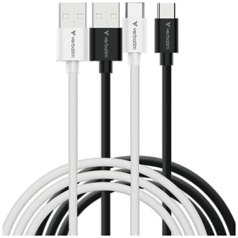 Kable Verbatim Sync & Charge USC-C do A essentials 18W czarny / biały 2szt. 32393