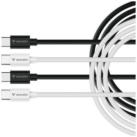 Kable Verbatim Sync & Charge USC-C do C essentials 60W czarny / biały 2szt. 32391