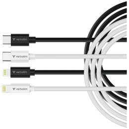 Kable Verbatim Sync & Charge USC-C do Lightning essentials 27W czarny / biały 2szt. 32392