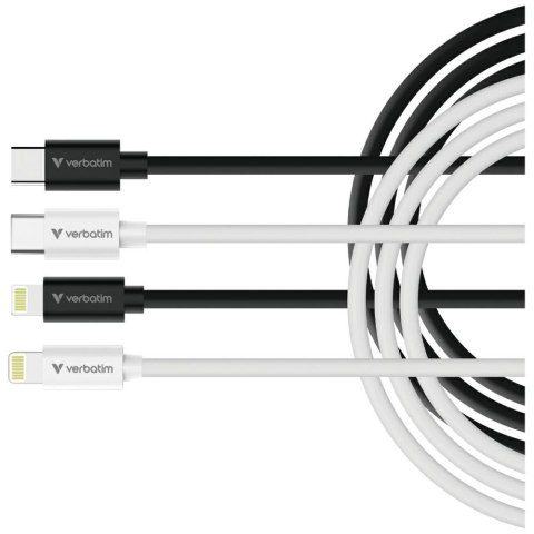 Kable Verbatim Sync & Charge USC-C do Lightning essentials 27W czarny / biały 2szt. 32392