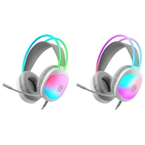 DEFENDER SŁUCHAWKI Z MIKROFONEM ECLIPSE RGB BIAŁE 62440