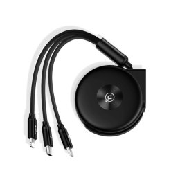 USAMS Kabel zwijany U20 3w1 1m 2A Fastcharge czarny/black (lightning/microUSB/USB-C) SJ280USB01 (US-SJ280)