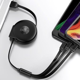 USAMS Kabel zwijany U20 3w1 1m 2A Fastcharge czarny/black (lightning/microUSB/USB-C) SJ280USB01 (US-SJ280)