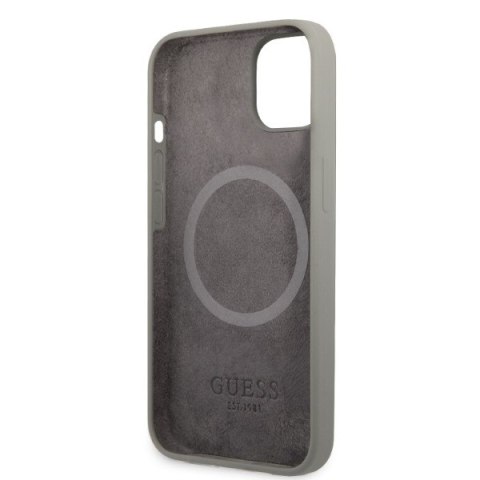 Guess GUHMP13SSPLG iPhone 13 mini 5,4" szary/grey hard case Silicone Logo Plate MagSafe