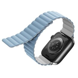 UNIQ pasek Revix Apple Watch Series 4/5/6/7/8/SE/SE2/Ultra 42/44/45mm. Reversible Magnetic biały-niebieski/white-blue