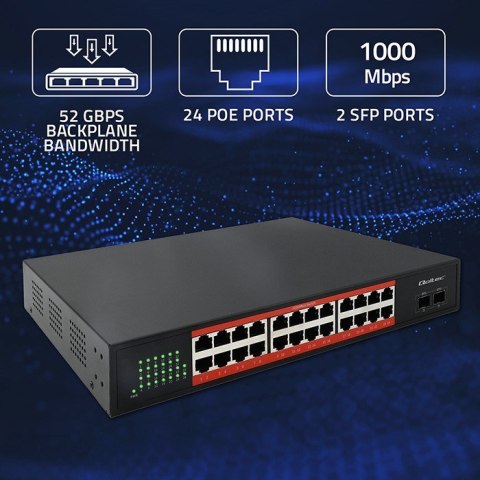 Qoltec Przełącznik sieciowy SWITCH Gigabit Ethernet | 24x RJ45 | 2x SFP | 1000 Mb/s