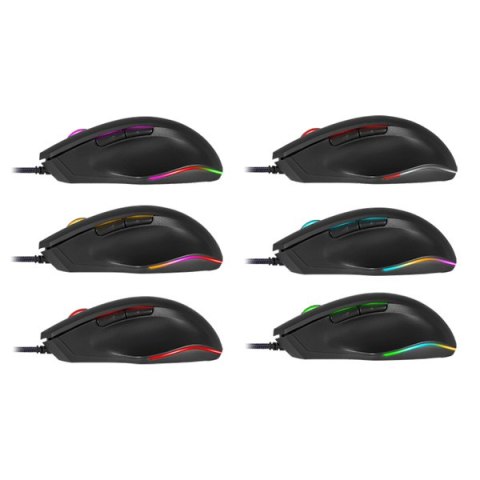 Defender Mysz Wolverine GM-700L RGB, 12800DPI, optyczna, 6kl., przewodowa USB, czarna, do gry, podświetlona
