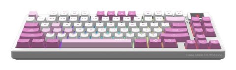 MSI FORGE GK600 TKL WIRELESS VIOLET klawiatura Gaming USB + Bluetooth QWERTY Hiszpański Różowy, Fioletowy, Biały