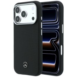 Etui Mercedes Leather Semi Wrap Grill Pattern MagSafe do iPhone 17 Pro czarny