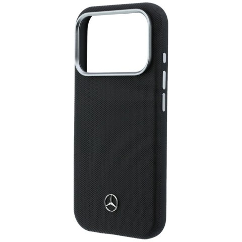 Etui Mercedes Leather Semi Wrap Grill Pattern MagSafe do iPhone 17 Pro czarny