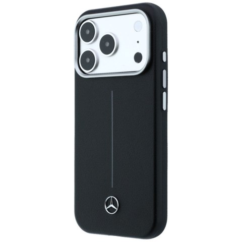 Etui Mercedes Leather Semi Wrap Iconic Line MagSafe do iPhone 17 Pro Max czarny
