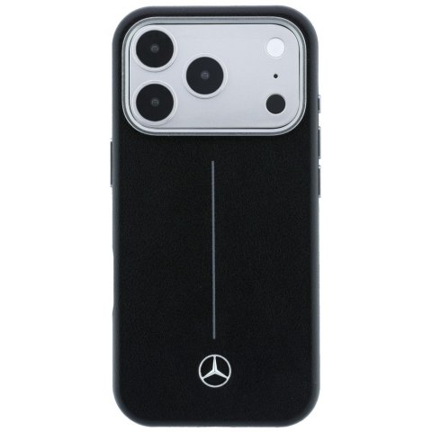 Etui Mercedes Leather Semi Wrap Iconic Line MagSafe do iPhone 17 Pro Max czarny
