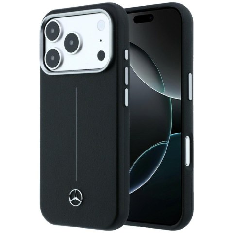 Etui Mercedes Leather Semi Wrap Iconic Line MagSafe do iPhone 17 Pro czarny
