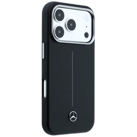 Etui Mercedes Leather Semi Wrap Iconic Line MagSafe do iPhone 17 Pro czarny