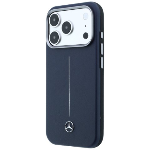 Etui Mercedes Leather Semi Wrap Iconic Line MagSafe do iPhone 17 Pro granatowy