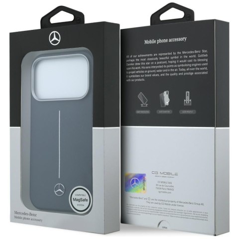Etui Mercedes Leather Semi Wrap Iconic Line MagSafe do iPhone 17 Pro granatowy