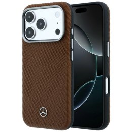 Etui Mercedes Leather Semi Wrap Wood Effect MagSafe do iPhone 17 Pro camel