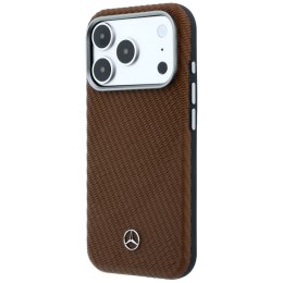 Etui Mercedes Leather Semi Wrap Wood Effect MagSafe do iPhone 17 Pro camel