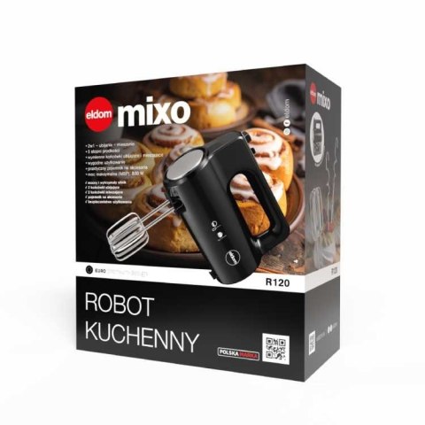 ELDOM ROBOT KUCHENNY R120 MIXO 400W, CZARNY, 5 PRĘDKOŚCI, UBIJANIE I MIESZANIE, PRZYCISK TURBO, POJEMNIK NA AKCESORIA