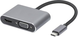 Hub USB Typ-C 4w1 USB 3.0 + PD 100W + HDMK 4k30Hz + VGA FullHD