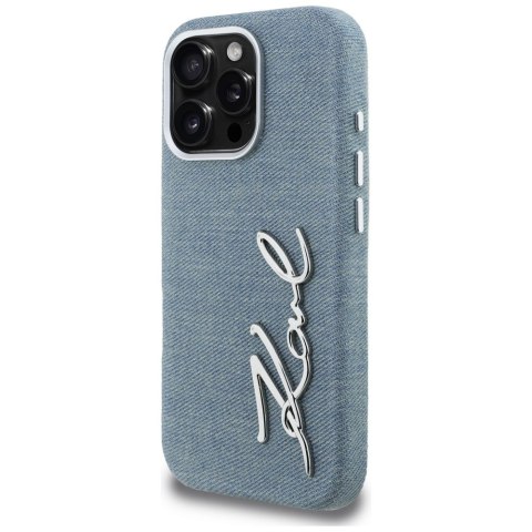 Etui Karl Lagerfeld FW Jeans Signature Logo do iPhone 16 Pro niebieski